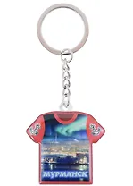 Брелок Мурманск с заливкой смола Футболка Достопримечательности города вид 1 (7,5,8х 7,5 см.) (кожа-металл)