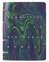 Тетрадь 100л кл. "Настоящий момент" на кольцах, пласт.обл., полноцв.печать, тиснение фольгой Серебро