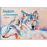 Альбом для рисования Listoff, "Красочные волки", А4, 40 листов, на скрепке