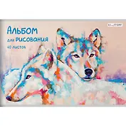 Альбом для рисования Listoff, "Красочные волки", А4, 40 листов, на скрепке