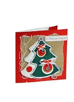 Открытки ручной работы дизайн №07 Новогодний "Елка колокольчик" 00008685 (Нот)