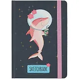 Скетчбук А5 80л " Акула в космосе" 70г/м2, кремовая бумага, тв. переплет, резинка