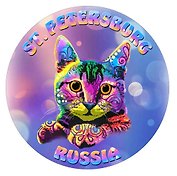 Наклейка круглая 8 см СПБ.Кот в стиле поп-арт