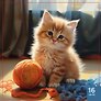 Картина по номерам на холсте с подрамником "Котенок рыжий с клубком", 30х30см, Art idea, 14+
