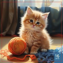 Картина-раскраска по номерам «Котенок рыжий с клубком», 30 х 30 см, на холсте с подрамником, Art idea
