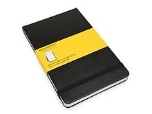 Книга для записей А5 120л кл. "Reporter" черная, жесткая обложка, резинка, карман, Moleskine