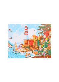 Картина-раскраска по номерам «Маяк у моря», 17 х 22 см, 14 цветов, Рыжий Кот