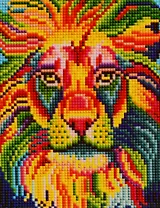 Алмазная мозаика ТМ Рыжий Кот (блест.) 17х22см (24цв) Яркий лев AS17017