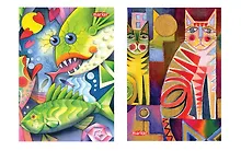 Тетрадь на кольцах «BRIGHT CATS» 100 листов в клетку, А5+, сменный блок - Marker Arte