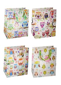 Пакет подарочный бумажный А4 26*32*12.5 "Cовы. Owls на ветке", дет., мат. ламинат, Kairui