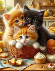 Холст с красками по номерам "Пушистые котята", 30 х 40 см