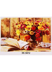 Палитра Холст с красками по номерам Яркий букет и книга (ХК-5872) (40х50см) (20цв) (Рыжий Кот) (3+) (коробка)
