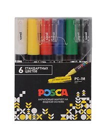 Маркеры акриловые 06цв "POSCA. Standard" 0,7мм, UNI