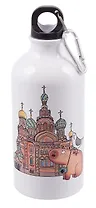 Бутылка с карабином СПб Любимый Петербург Фото на память Храм Спаса на Крови (металл) (500мл) (БМ2025-40)