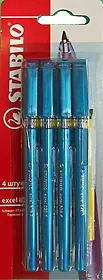 Ручки шариковые Stabilo, Excel, синие 4 штуки