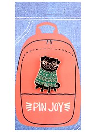 Значок «Мопс в свитере», металл, Pin Joy