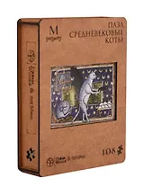Пазл фигурный 108 эл. Средневековые коты (8+) (дерев. коробка)