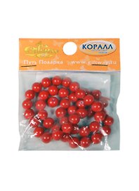 Натур. камни Коралл красный прессовка (скрепл. бусины) (00009462) (40шт) (8мм) (упаковка)