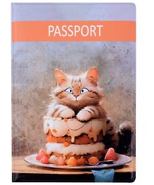 Обложка для паспорта Сладкие коты Кондитер (Кот с тортом) (ОП2024-420)