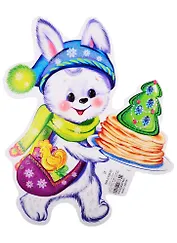 Плакат вырубной А4 "Зайчик новогодний"