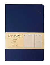 Ежедневник дат. 2026г. А5 176л "SOFT TOUCH" ночной синий, интегр.переплет, иск.кожа, тонир.блок, скругл.углы, цв.торец, ляссе, инд.уп