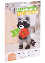 Игрушка из шерсти "Енот с цветами"