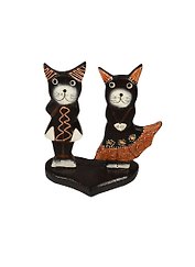 Фигурка декоративная дерево Кот и Кошка танцоры (14см) (666195)