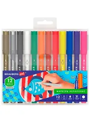 Маркеры акриловые 12 цветов для рисования и хобби, 1,0мм, Brauberg Art Classic