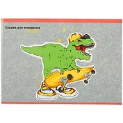 Альбом для рисования Listoff, "Дино скейтер", А4, 40 листов, на скрепке