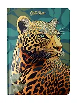 Книга для записей А5 128л кл. "ДИКИЕ КОШКИ. ЛЕОПАРД" 7БЦ, выб.лак, скругл.углы