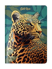 Книга для записей А5 128л кл. "ДИКИЕ КОШКИ. ЛЕОПАРД" 7БЦ, выб.лак, скругл.углы