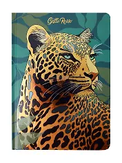 Книга для записей А5 128л кл. "ДИКИЕ КОШКИ. ЛЕОПАРД" 7БЦ, выб.лак, скругл.углы