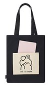 Сумка-шоппер с карманом Зайка Kawaii (черная) (текстиль) (СК2024-270) - 1