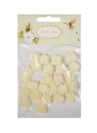 Цветочки пластиковые, 1.3 см, 25 шт/пакет, молочные (11-08631-3)