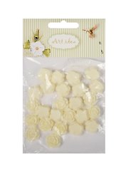 Цветочки пластиковые, 1.3 см, молочные, 25 штук