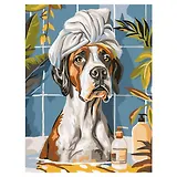 Картина по номерам на картоне ТРИ СОВЫ "Собака в ванной", 30*40, с акриловыми красками и кистями