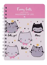 Блокнот А6 80л кл. "Funny cats"карт.обл., ламинация, бок.спираль