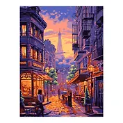 Картина по номерам на картоне 28,5*38 см "Вечерний город"