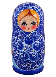 Матрешка 10 в 1 расписная гуашь (Гжель, Эскиз 1) (М10260401)