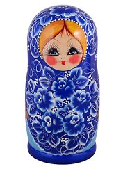 Матрешка 10 в 1 расписная гуашь (Гжель, Эскиз 1) (М10260401)
