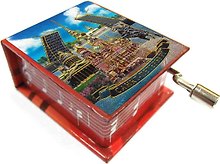 Муз.шкатулка фольга Медный-Спас-Исаакий-Мосты (К Элизе) цв.красный