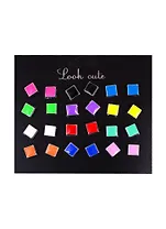 Бижутерия Пусеты в наборе, 12 пар Квадратные в металле (упаковка)