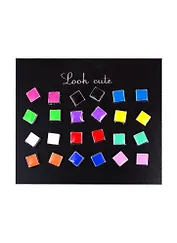 Бижутерия Пусеты в наборе, 12 пар Квадратные в металле (упаковка)