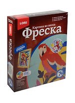 LORI Кп-034 Картина из песка Фреска Попугай ара (+рамка) (набор д/творч.) (7+) (коробка)