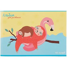 Альбом для рисования «Ленивцы на каникулах» Unnika А4, 40 листов, скрепка