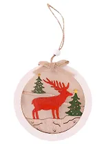 Подвеска световая Оленёнок с ёлками (дерево) (10х10)