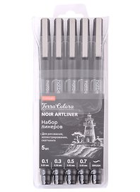 Линеры Hatber "Noir/Нуар. Terra Colora" черные, 5 штук