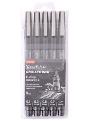 Линеры Hatber "Noir/Нуар. Terra Colora" черные, 5 штук