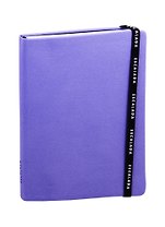 Книга для записей А5 96л кл. фиолет.иск.кожа, интегр.переплет, резинка, ляссе, инд.уп.
