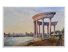 Открытка Ижевск акварель Ротонда в Летнем саду